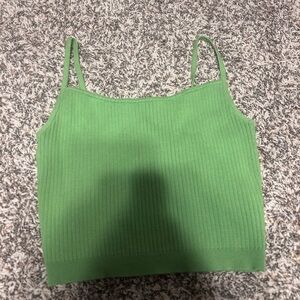 La Hearts Green Ribbed Tank Top